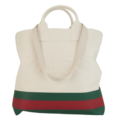 Logo Embossed Large Ophidia Shopping Tote, &pound;595, Handbags, Cream, Canvas, Front view